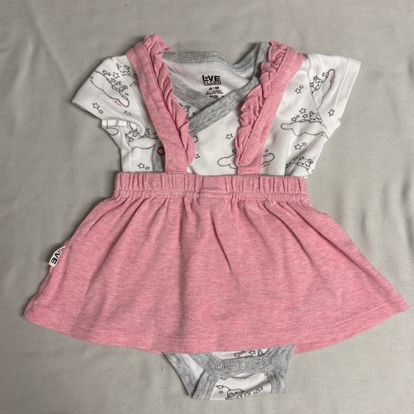 Ellen Degeneres Pink and Gray Baby Outfit - dress and short sleeve onesie - Picture 1 of 4